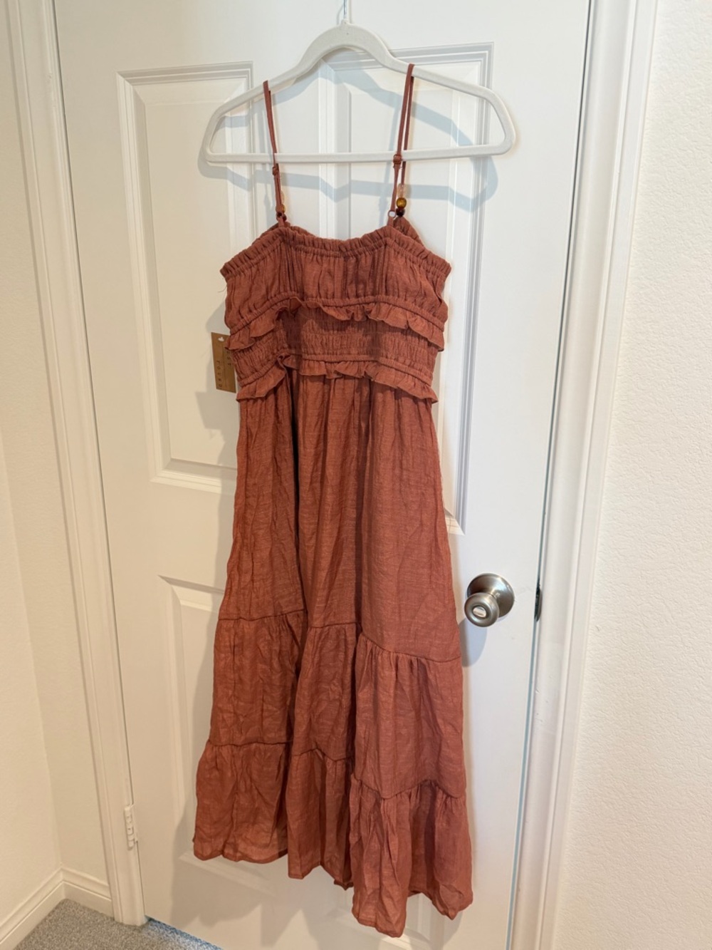 Rust Tiered Ruffle Maxi Jumpsuit - Picture 5 of 5